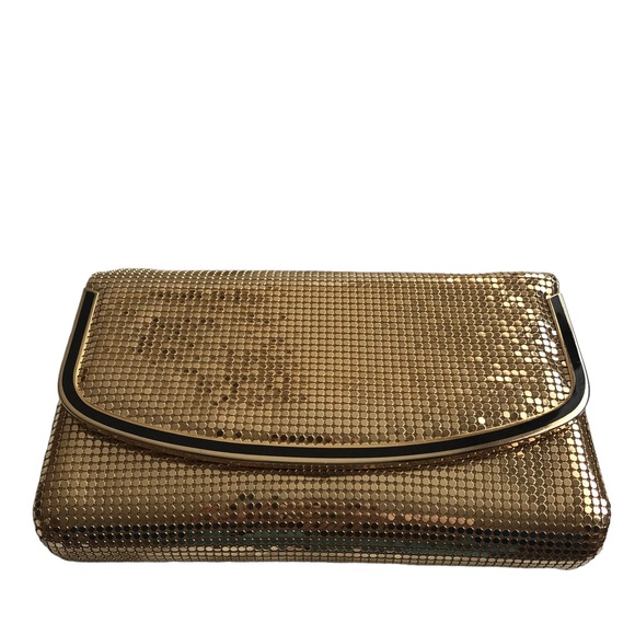 Finesse Vintage Gold Metallic Mesh Clutch Purse Hard Shell Made In Hong … - Picture 9 of 9